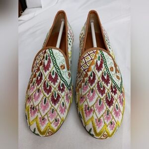 NEW RAMON TENZA Boho Embroidered Slip-On Loafers - Multicolor (#867)